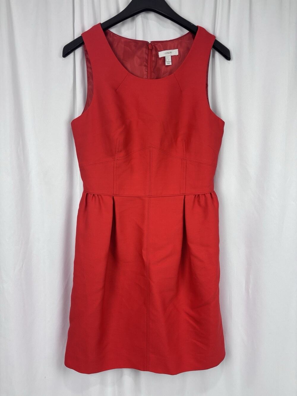 J. Crew Wool Blend Sleeveless A-Line Allie Dress Pleated Pockets Poppy Red Sz 6